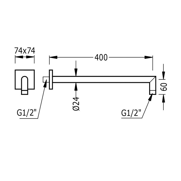 Dušas galvas turētājs TRES 40cm, 06243201BM