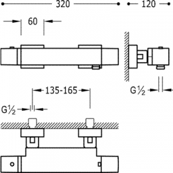 Vannas un dušas termostata maisītājs SLIM-TRES, 20217409