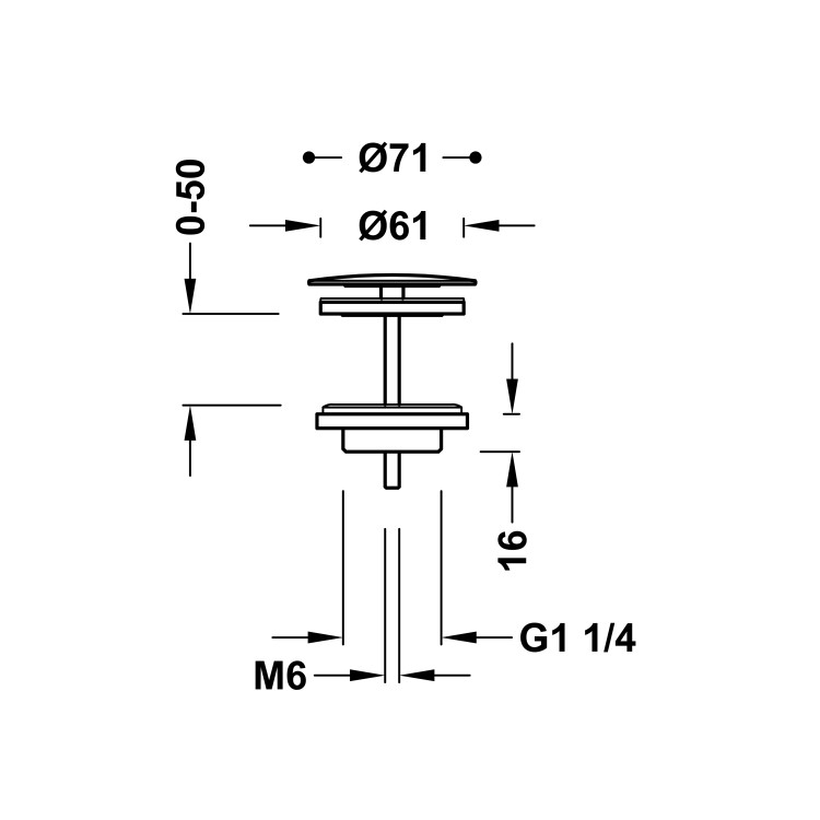 Sifona izplūde TRES 71mm, hroms,134215028