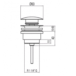 Sifona izplūde TRES Click-Clack 63mm, hroms,13454010
