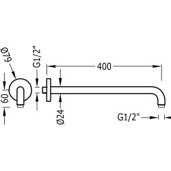 Dušas galvas turētājs TRES 40cm, 13462104AC