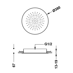 Dušas galva TRES Antilime  D38 cm, 134940OPM
