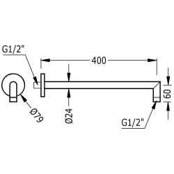 Dušas galvas turētājs TRES 40cm, 16118740OR