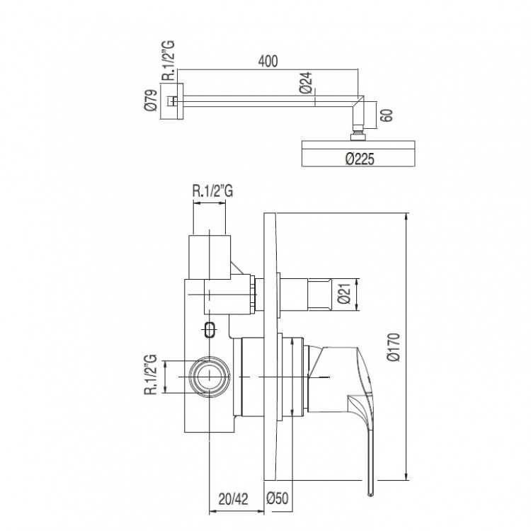 Dušas sistēma iebūvējamā K-TRES 169980