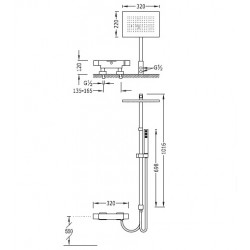 Termostata jaucējkrāns ar stacionāro dušu SLIM TRES 20238502