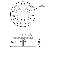Dušas galva ar turētāju TRES Antilime D45 cm, hroms 29943204