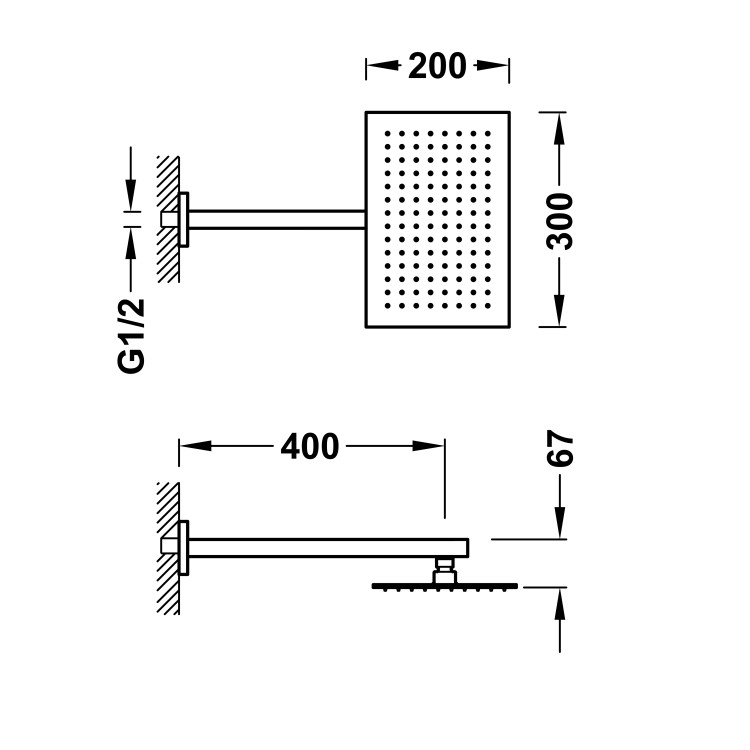 Dušas galva TRES Antilime ar turētāju 22x32 cm, hroms 29953202