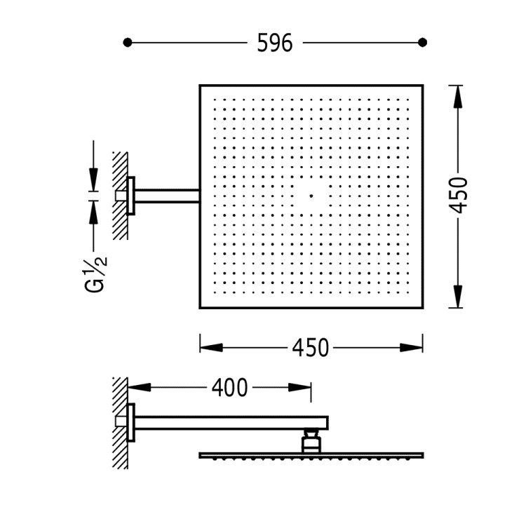 Dušas galva TRES Antilime ar turētāju 45x45 cm, hroms 29953205