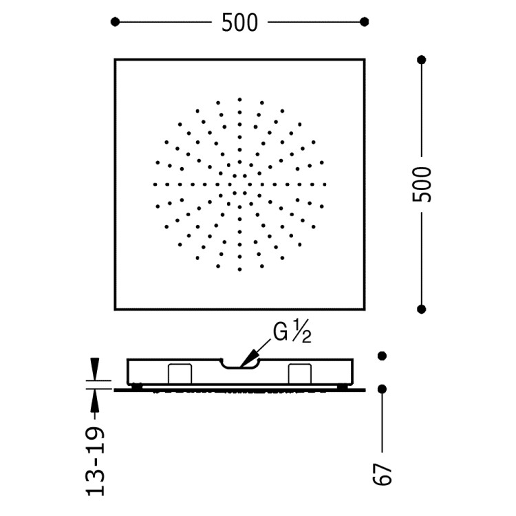 Dušas galva TRES Antilime 50x50 cm, 29995302