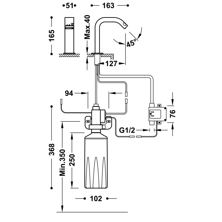 Izlietnes maisītājs TRES ELECTRONIC Basic 230/6V, 39210304