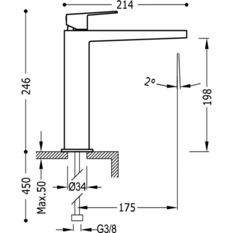 Izlietnes maisītājs paaugstināts PROJECT-TRES, 21120301