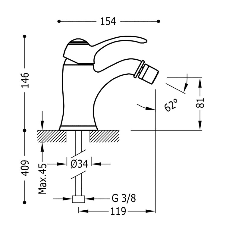 Bidē maisītājs CLASIC-TRES, 24212001