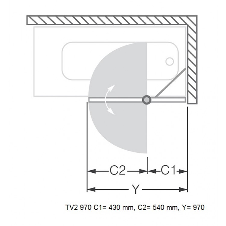 Vannas sieniņa Roth TV2 97cm