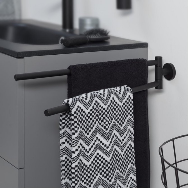 Dvieļu turētājs dubultais Tiger Boston Black, melns