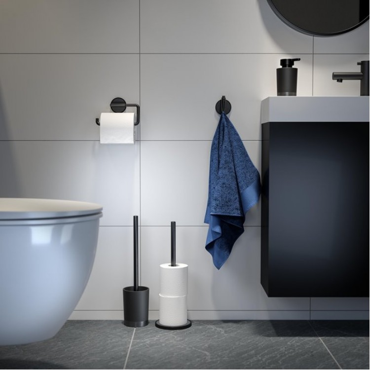 Rezerves tualetes papīra turētājs Tiger TUNE, uz virsmas liekams, Berzts melns metāls/melns