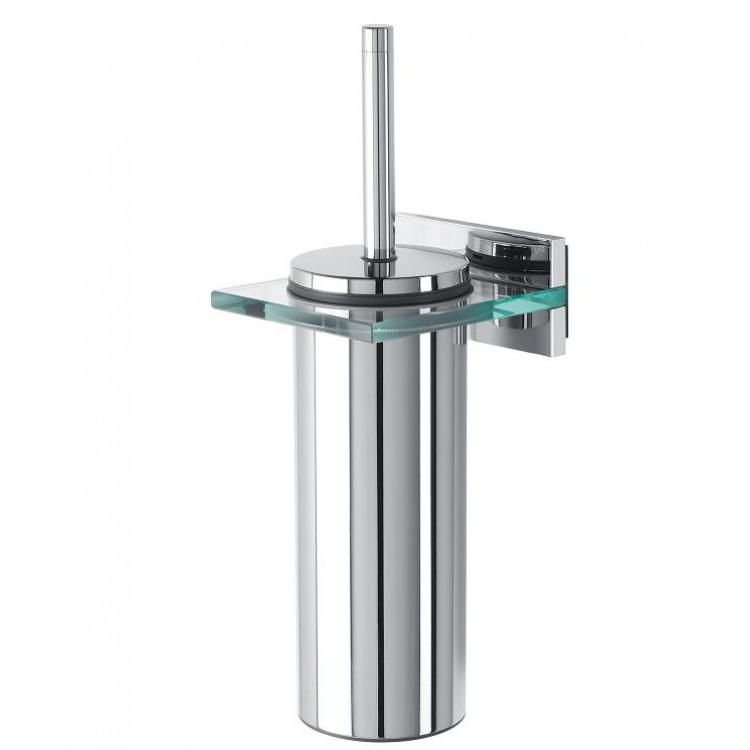 Tualetes birste ar turētāju Tiger Safira, hroms/stikls