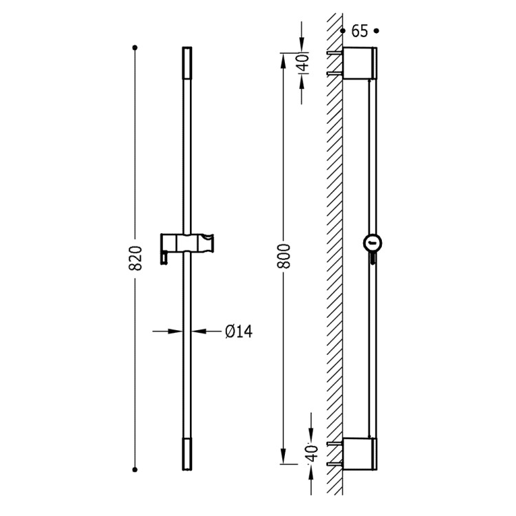 Dušas stienis TRES 800mm, 03463701AC