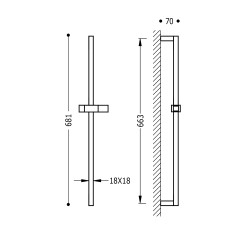 Dušas stienis TRES 663mm, 107922