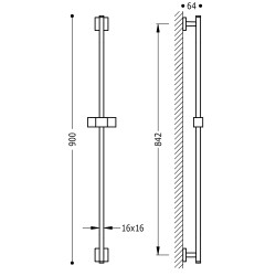 Dušas stienis TRES 842mm, 107935