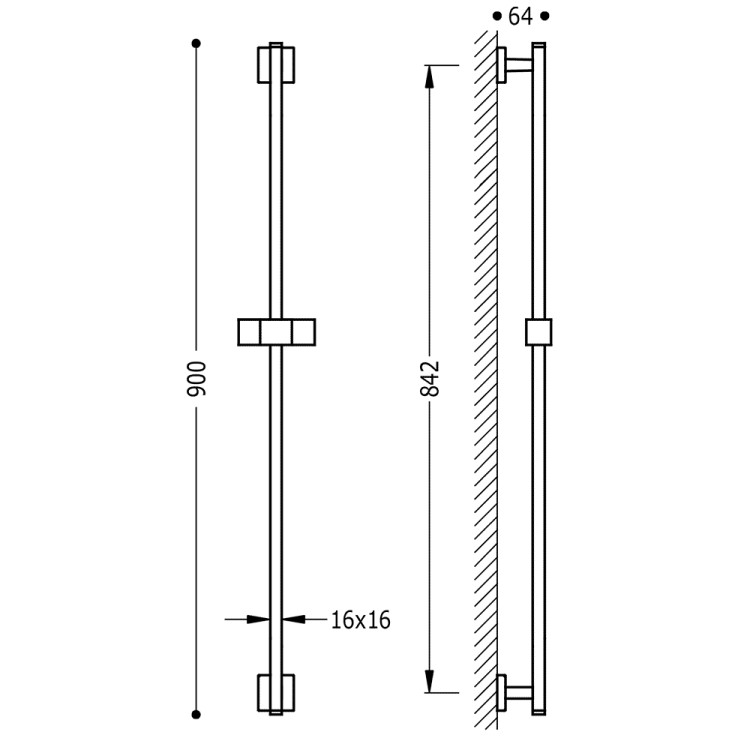 Dušas stienis TRES 842mm, 107935
