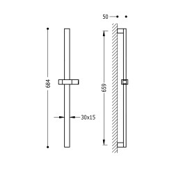 Dušas stienis TRES 659mm, 134516