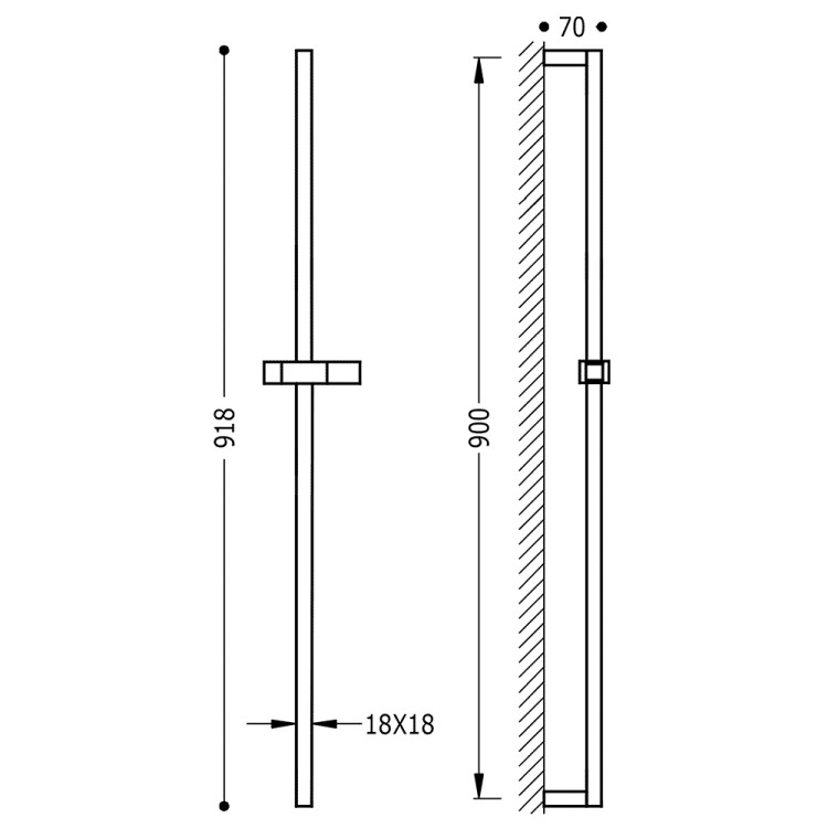 Dušas stienis TRES 900mm, 134520