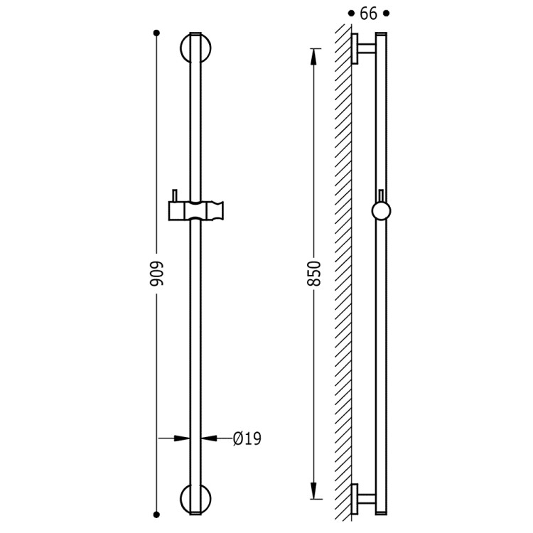 Dušas stienis TRES 850mm, 134619