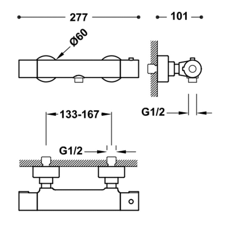 Termostata dušas maisītājs BASE-TRES PLUS, hroms 21616401