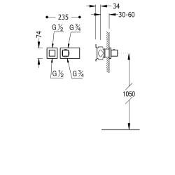 TRES Block System Iebūvējamais jaucējkrāns (2-ceļu), 2072529