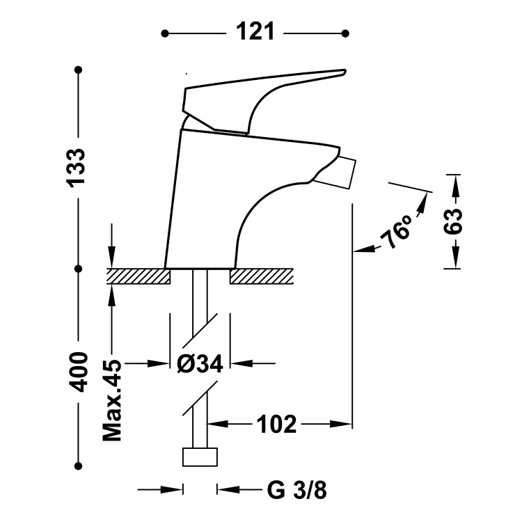 Bidē maisītājs CANIGO-TRES, hroms 21712001