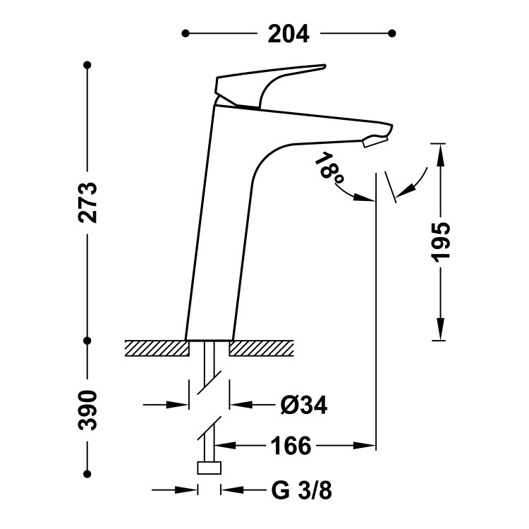 Izlietnes maisītājs paaugstināts CANIGO-TRES, 21720301
