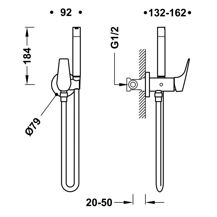 Iebuvējams maisītājs ar bidetta dušu CANIGO-TRES, 21712301