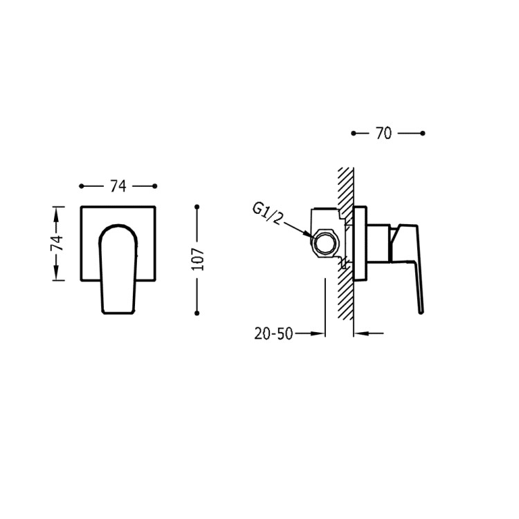 Dušas iebūvējamais maisītājs PROJECT-TRES, 21117701