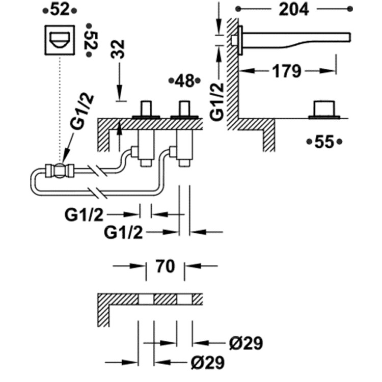 Izlietnes maisītājs no sienas SLIM exclusive TRES, 20223801