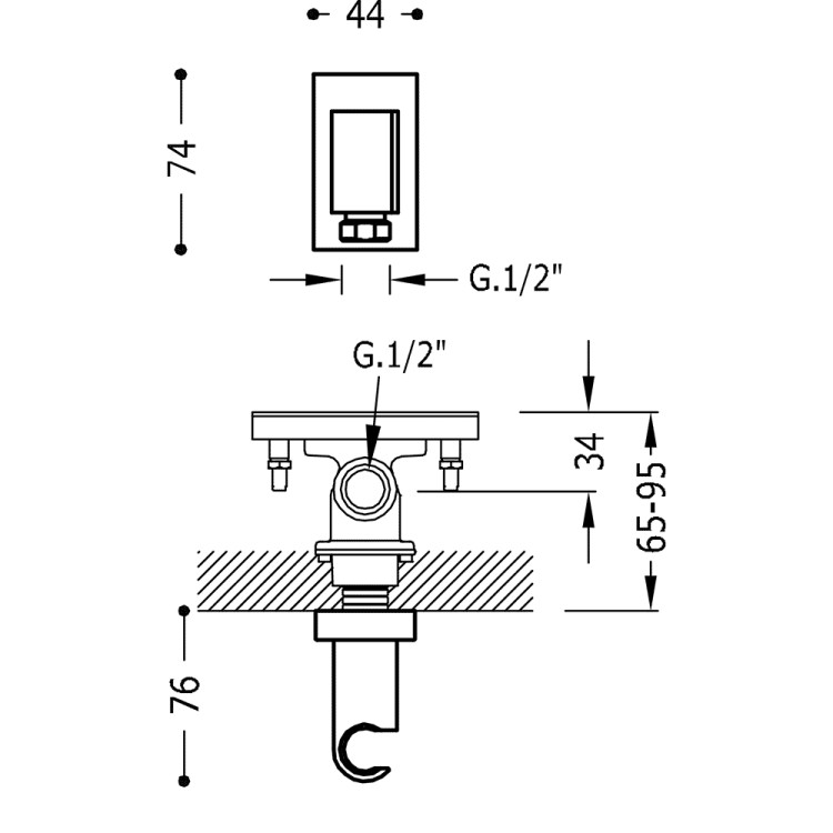Dušas izvads no sienas TRES 1/2 x 1/2 āv, 20718202OR