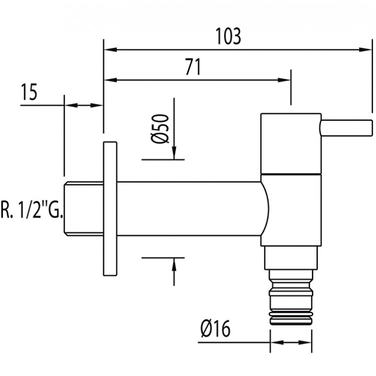 Dārza lodveida ventilis TRES Especial Basic 1/2 ār. vītne, 03450
