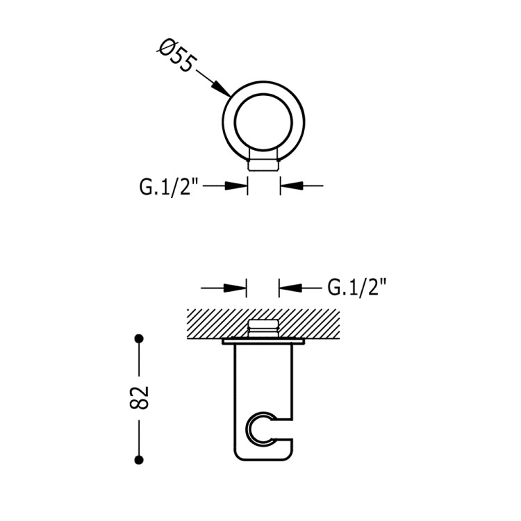 Dušas izvads no sienas TRES 1/2 x 1/2 āv, 02418201