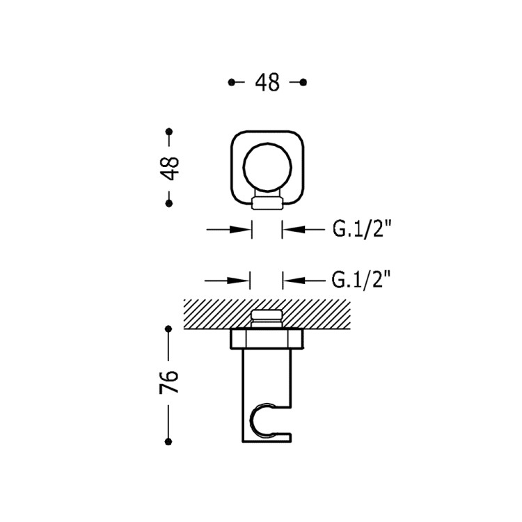 Dušas izvads no sienas TRES 1/2 x 1/2 āv, 20018201NM