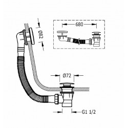 Vannas sifona pārplūde un izplūde TRES ar Click-Clack, matēts misiņš