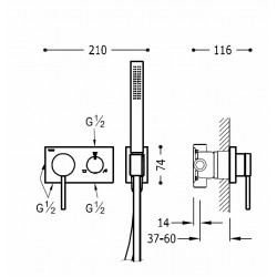 Dušas iebūvējamais maisītājs TRES 3V 3-ceļu, 210.273.91