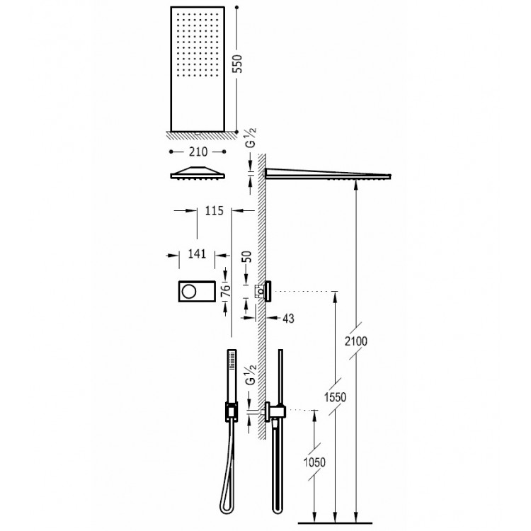 Termostata dušas sistēma TRES Shower Technology, 09286551