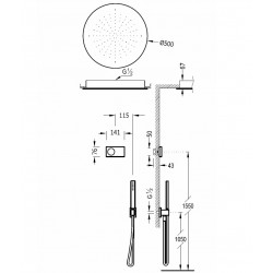 Termostata dušas sistēma TRES Shower Technology, 09286557