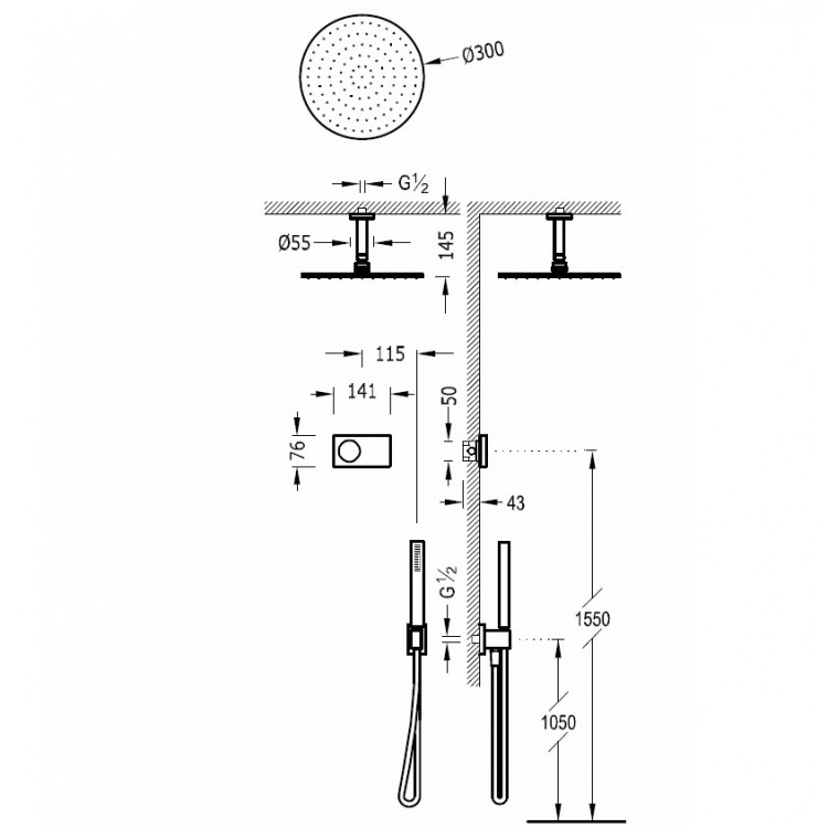 Termostata dušas sistēma TRES Shower Technology, 09288567NM