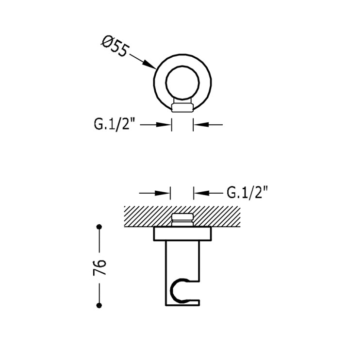 Dušas izvads no sienas TRES 1/2 x 1/2 āv, 20518201