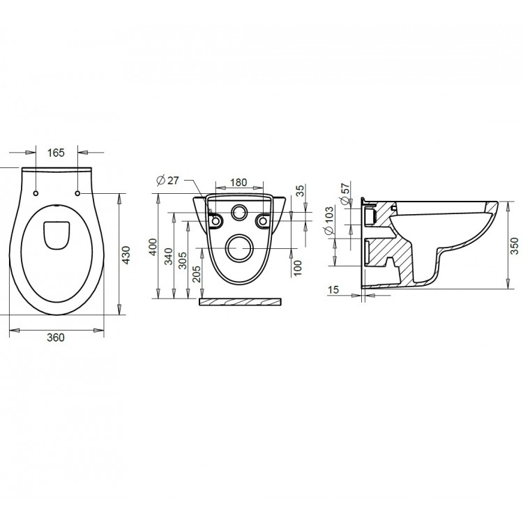 Tualetes pods piekaramais Turavit Classic ar Soft Close vāku, 14T5506+14T0304