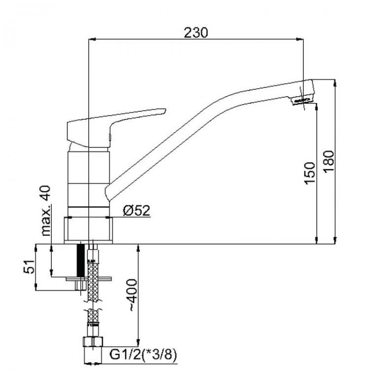 Virtuves izlietnes maisītājs Rubineta Uno balts/hroms, Uno-20 WT