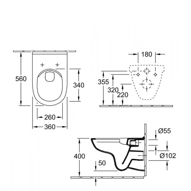 Tualetes pods piekaramais O.novo Direct-Flush ar soft close vāku,5660HR01