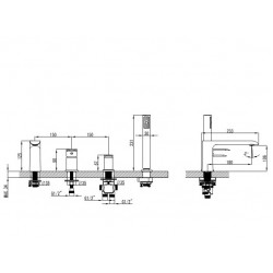 Vannas maisītājs uz vannas malas Vento RAVENA 4-daļīgs, 352322
