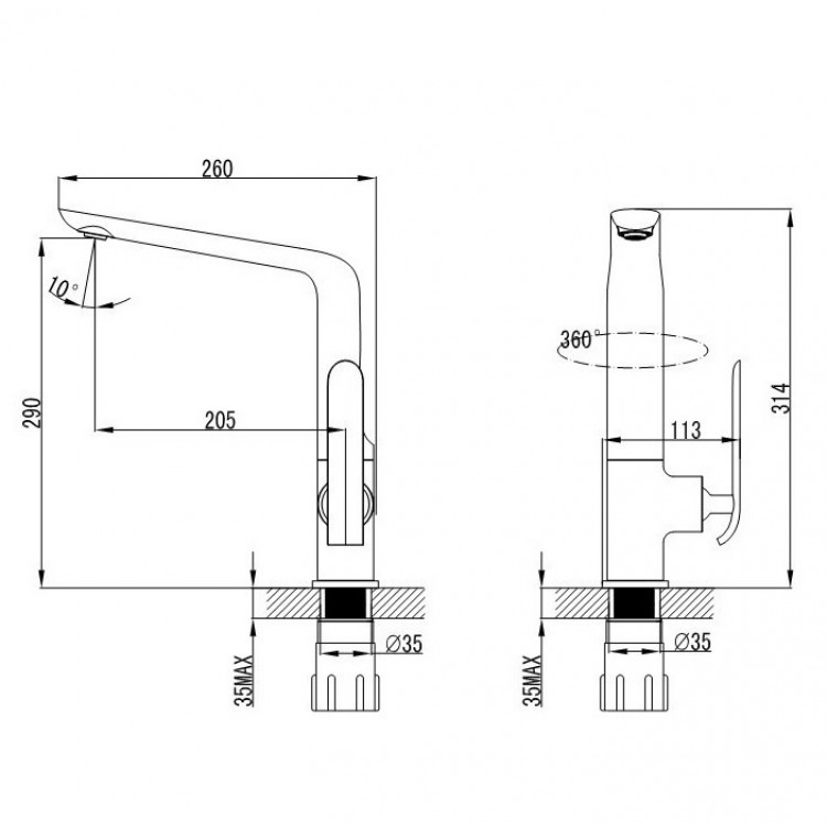 Virtuves izlietnes maisītājs Vento TIVOLI, 352240