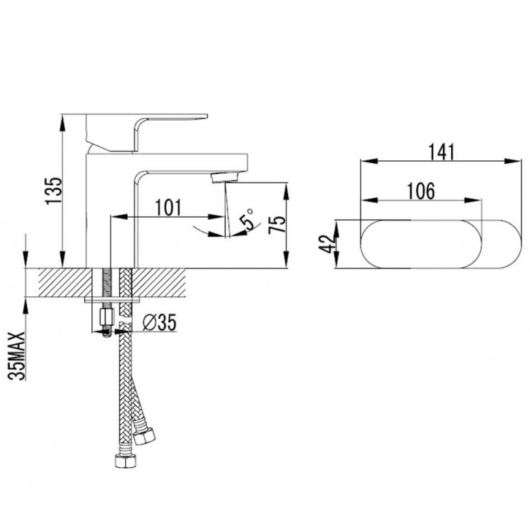 Izlietnes maisītājs Vento TORINO, 35238